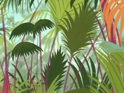 Valle De Mai digital illustration jungle plants rain forest
