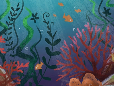 Under The Sea coral digital fish illustration sea water