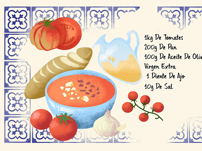 Salmorejo Recipe design digital food illustration recipe spanish