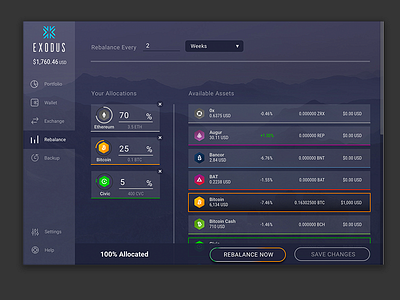 Exodus Wallet Desktop App Rebalance Feature