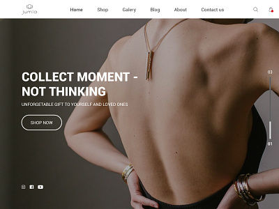 Concept Jewellery website. Home page design