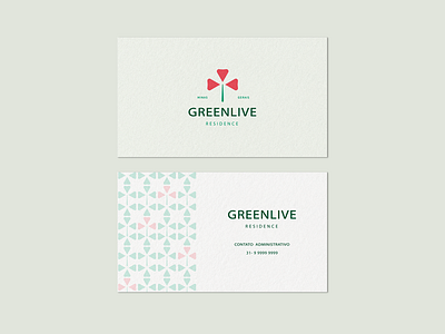 Greenlive Residence 2 branding business card design family flower garden green heart illustration live logo love minimalism minimalist pattern poppy residence tree