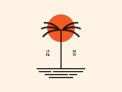 Palm Beach 2019 beach design illustration landscape logo minimalism minimalist palma paradise sea sun sunset sunshine vector