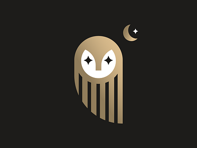 Owl Moon animal design gold illustration logo midnight minimalism minimalist moon night owl star symbol