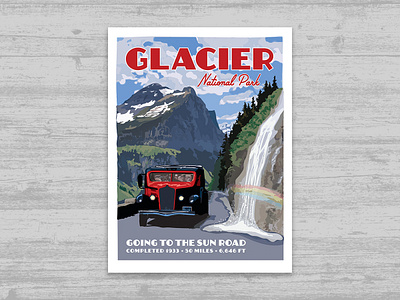 Glacier National Park Vintage Travel Poster illustration illustration design poster design travel vintage travel