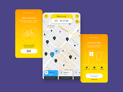 Bike Renting App - Using a Bike app bike app bike ride interaction design location app mobile app mobile ui transportation ui design ux design