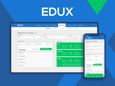 EduX Classes Reporting | UX and Interaction Design dashboard dashboard ui education graphic design interaction design mobile web app responsive web design ui design ux design web app web design