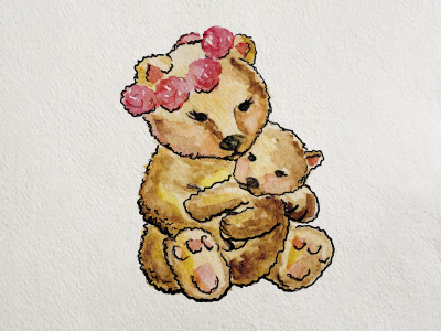 Mommy bear bear beautiful child cute hugs love mom mommy paw. sleep tenderness wreath