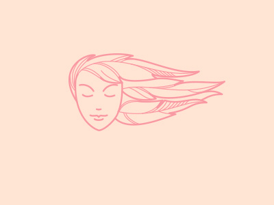 Hair Feathers beautiful design face face logo feather girl grafic hair hairstyle line logo one line typography vector