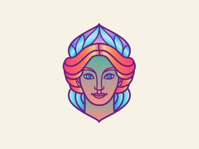 Goddess Diana character color grafic illustration line logo vector