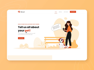 Landing page for Bubu animal banner cat dog home page illustrations landing page pet web design