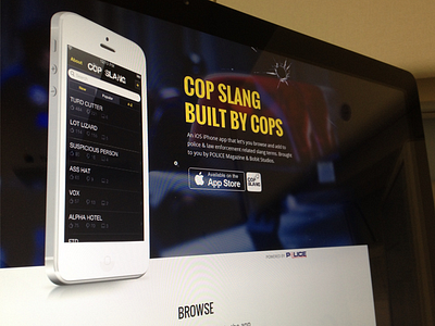 Cop Slang App app cop design ios iphone landing page police web