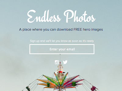 Endless Photos beta featured free hero images new photos sign up single page slider splash page website