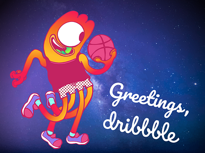 Greetings, Dribble debut illustration vector