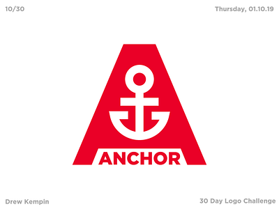 Anchor Logo (30 Day Logo Challenge) anchor bold branding design flat icon identity illustration logo minimal negative space vector