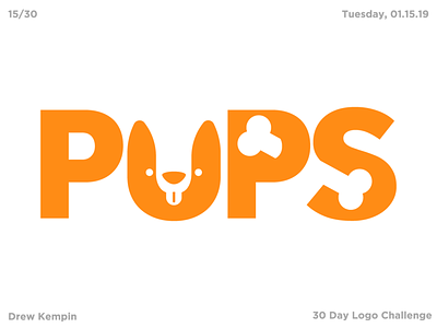 Pups Logo (30 Day Logo Challenge) branding design dog flat icon identity illustration logo minimal negative space pet pup pups vector