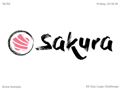 Sakura Logo (30 Day Logo Challenge) branding design flat food icon identity illustration logo minimal restaurant sakura sushi vector