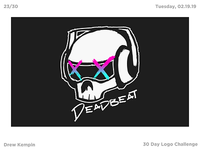 Deadbeat Logo (30 Day Logo Challenge) beat bold branding design edm flat icon identity illustration logo minimal music skull typography vector