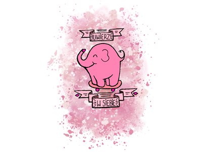 Believe in yourself cartoon elephant freehand illustration krita pastel