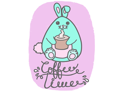 Coffee Time beginner cute illustration kawaii krita paint tool sai pastel rabbit