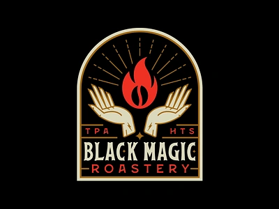 Black Magic Roastery bean black magic branding coffee custom fire hand hands packaging religious type voodoo