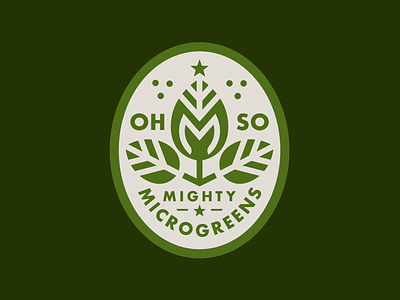 Ohso Mighty Microgreens badge branding crown design growth illustration leaf microgreens organic plants