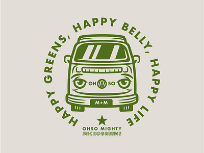 Happy Bus branding design greens happy illustration typography vector vw vw bus