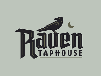 Raven Taphouse bar beer bird blackletter branding custom design edgar allan poe illustration moon poe raven taphouse taproom