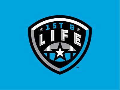 1st & Life badge branding design football metallic shield sports vector