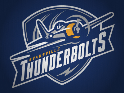 Evansville Thunderbolts badge bolt evansville hockey logo plane sports thunder thunderbolts wwii