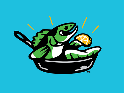 Pan Slingers baseball design fish fish fry fry lemon logo pan sports wisconsin
