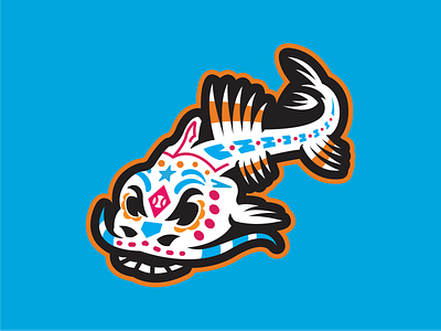 Pescados de Carolina Alternative baseball catfish copa fish logo milb skeleton sports sugar skull