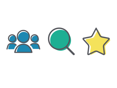 Feature Art teams favorite search outline line graphic icons stride art