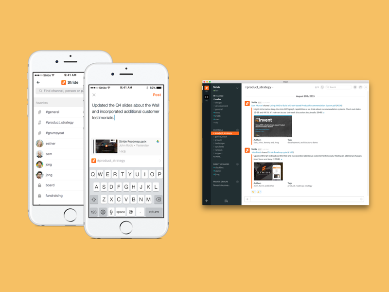 Posting to Slack collaboration communication messaging mobile stride integration slack