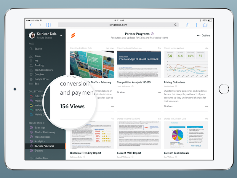 Stride for Web enterprise collaboration dashboard files web mobile