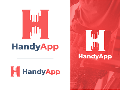 HandyApp Logo app icon brand branding clean connect connection contractor freelancer gig gigs hand hand drawn hands icon logo simple typography vector