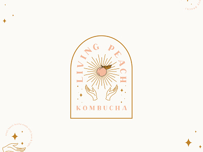 Living Peach Kombucha branding branding and identity feminine logo kombucha logo design logo design concept packaging design typography