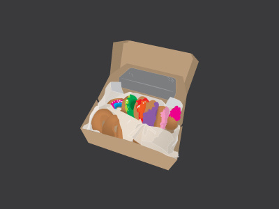 Box of Donuts Illustration box color colorful design donuts illustration vector