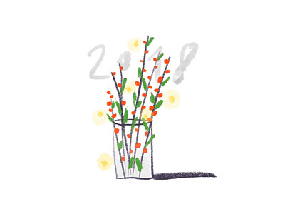 Happy 2018 2018 brush ipad lights nye plant procreate vase xmas