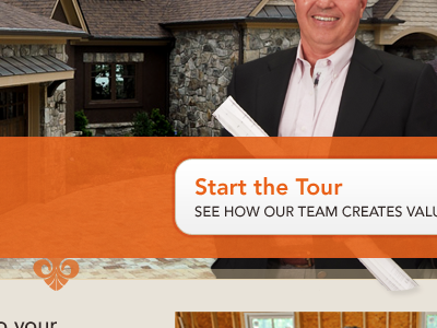 Start the Tour architect button feature house orange ornaments