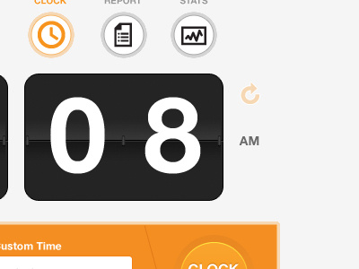Time Tracking UI black clock flipclock orange time icons