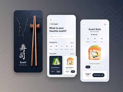 Sushi Restaurant - eCommerce App app design ecommerce app fast food food food app home app ios ios app minimalist product app sushi sushi app ui ui design ux ux design