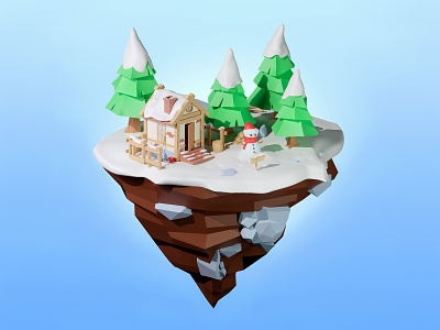 Christmas island 3D 3d 3d art animation blender christmas cinema 4d illustration island isometric lowpoly motion graphics nomad render