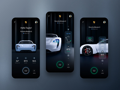 Porsche App Design Concept 3d animation app car app design blender car car 3d design ios minimalist render ui ui design ux ux design