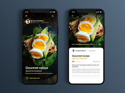 App Food Gourment Repice - Daily UI Challenge #10 app design food home app ios minimalist ui ui design ux ux design video web design