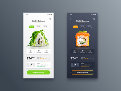 Sushi Food App - Daily UI Challenge #13 app design delivery app design food food app minimalist sushi sushiapp ui ui design ux