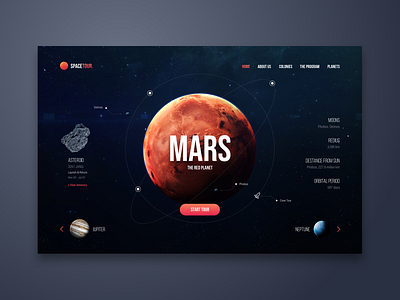 Space Tour Web UI Design design landing design landing page mars minimalist space tour tour guide ui ux ui ux design ui design ui designer ux web design