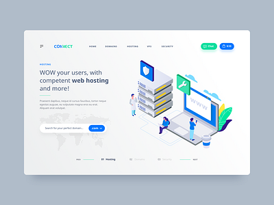 Hosting & Domains - Web Design branding hosting hosting template illustration inspiration landing page landing page design minimalist ui design ux design vector web design