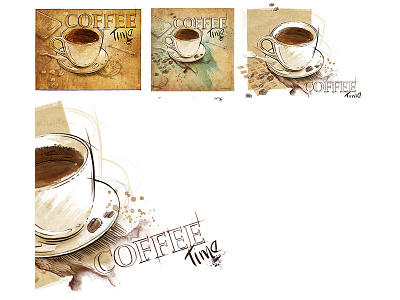 Coffee time .. digital drawing illustration mixed media photoshop sketch watercolor