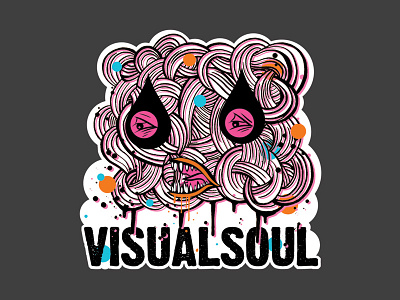 VisualSoul street art sticker brush design drips emotive illustration ink ramen slaps sticker street art typography